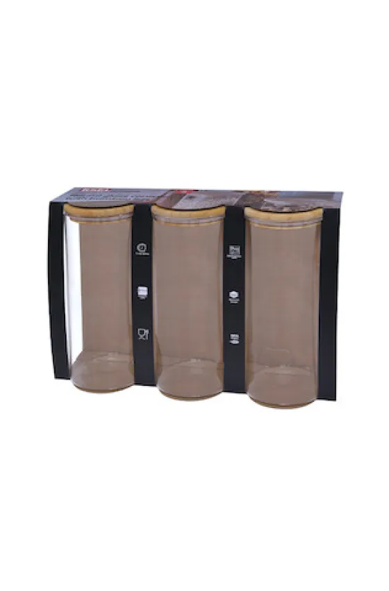 Testa Food Canister With Bamboo Lid 1500ML Set of 3 