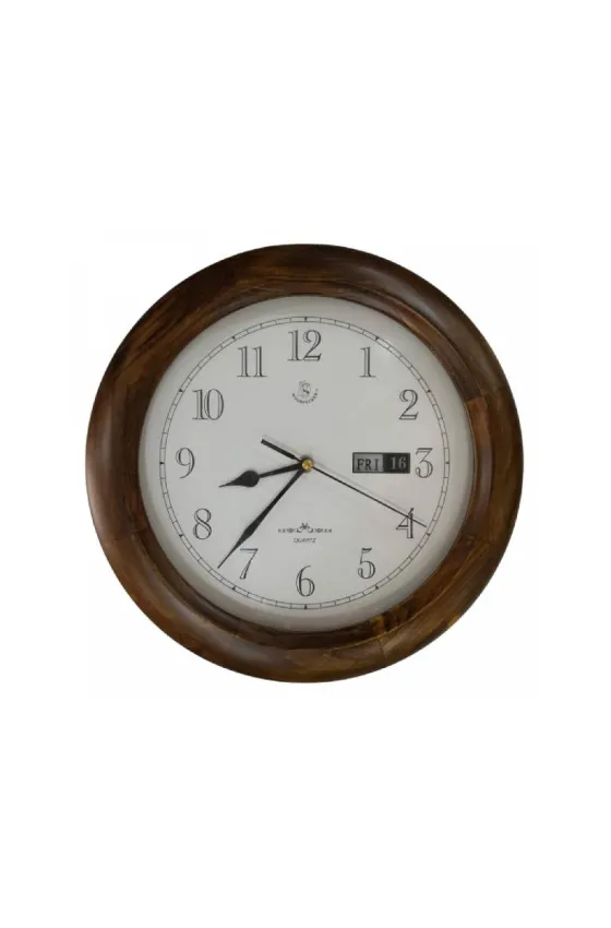 Woodpecker Quartz Analog Round Wall Clock with Calendar 28cm Diameter 