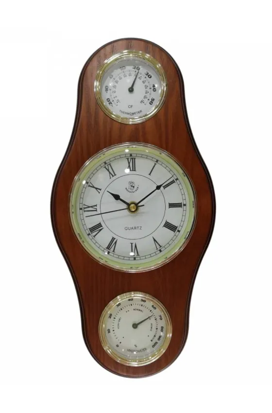 Woodpecker Quartz Wall Clock Thermometer Hygrometer - 30x15cm