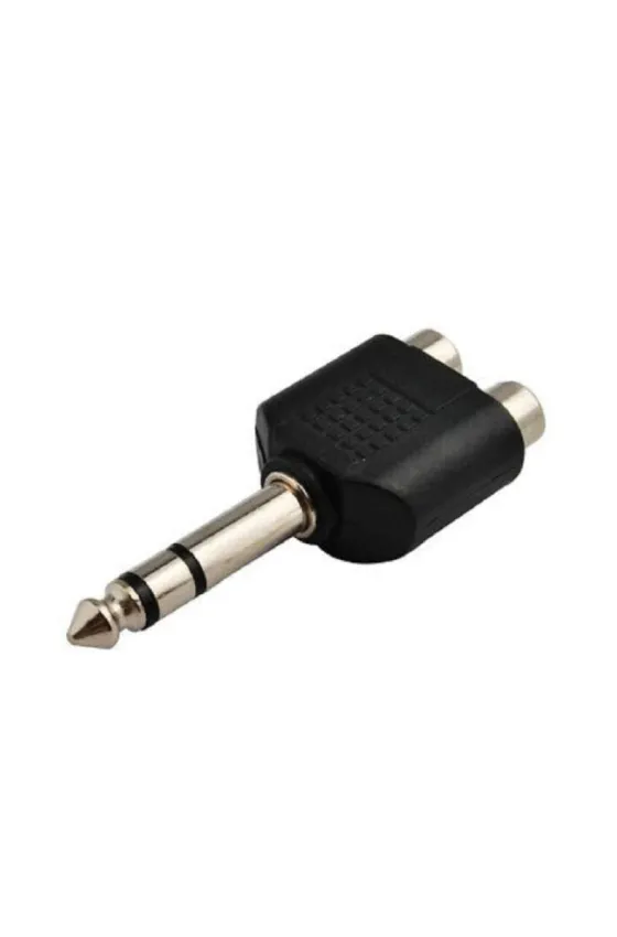 Plug 2 x RCA Female Adapter to 6.5mm Male Audio Connector