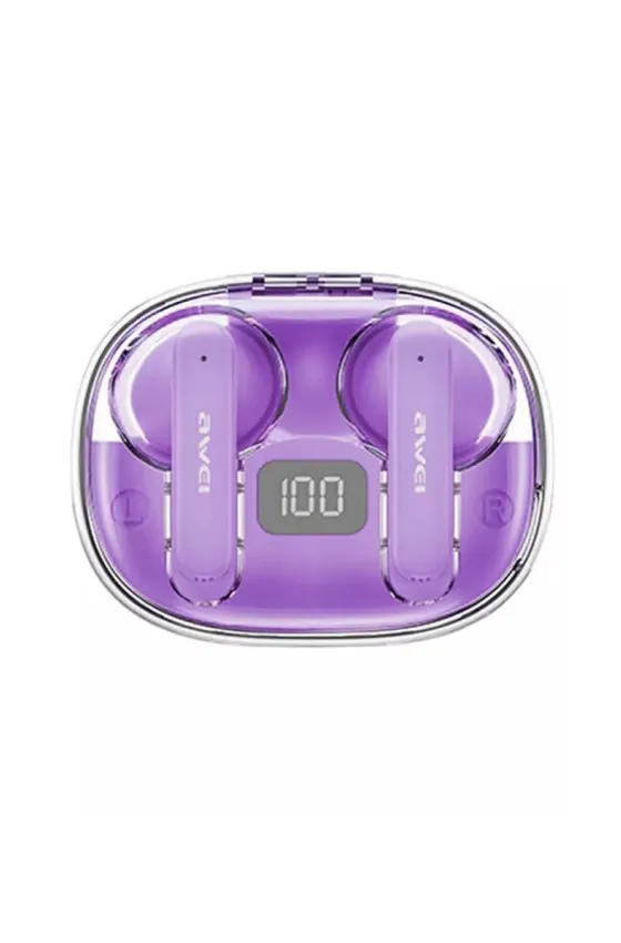 Awei Wireless Earbuds Bt With Charging Case And Noise Cancellation T86 - Purple