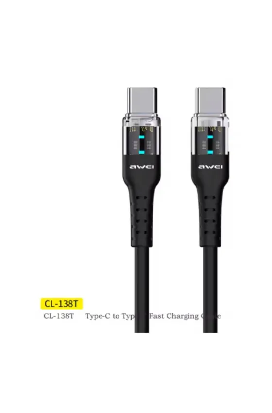 Awei Smart Fast Charging Cable For Type-C 100Cm CL-138T - Black 