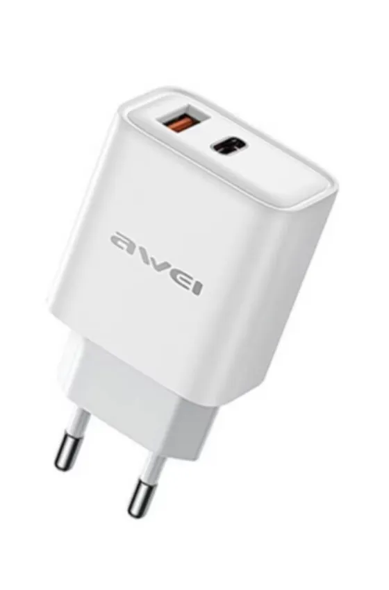 Awei Power Adapter Dual Output Fast Charging - White
