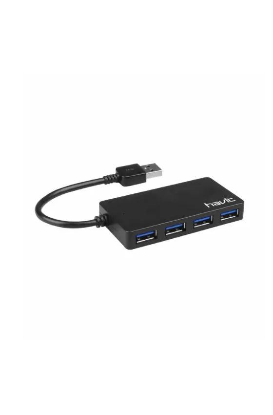 Havit HV-H103 Usb Hub 4 Port With Usb Adapter And Led Indicator - Black