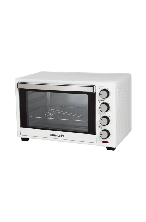Super Chef Electric Oven 48L Double Glass W/Fan - White
