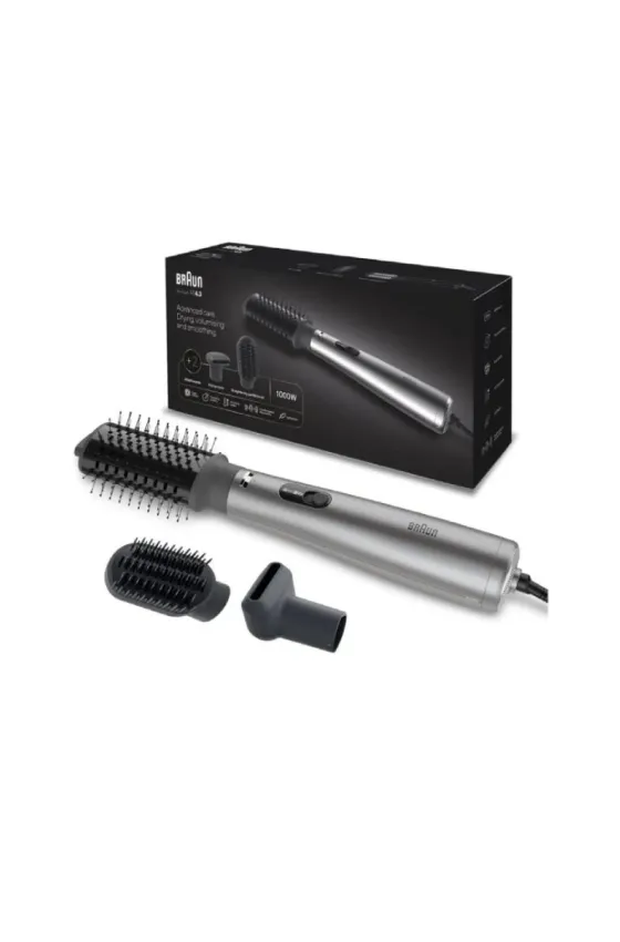 Braun Air Styler 1000W Hair Volumizer & Smoothing Tool With Drying Nozzle & Straightening Paddle Brush - Ionic Grey