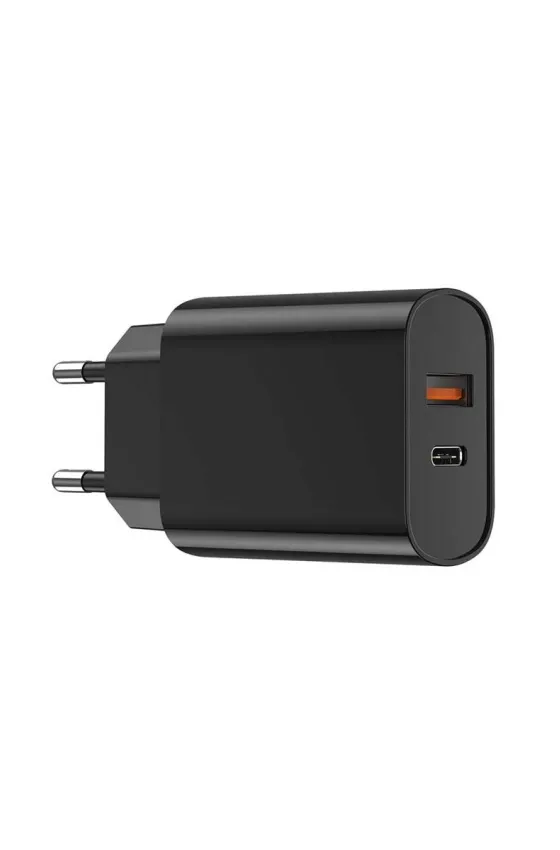 WIWU Quick Series 20W+18W PD+QC Fast Charging Adapter EU Cable USB-A to Type-C - Black