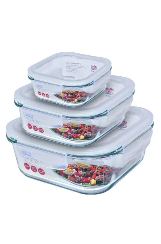  Testa Borosilicate Glass SQUARE Food Container Set