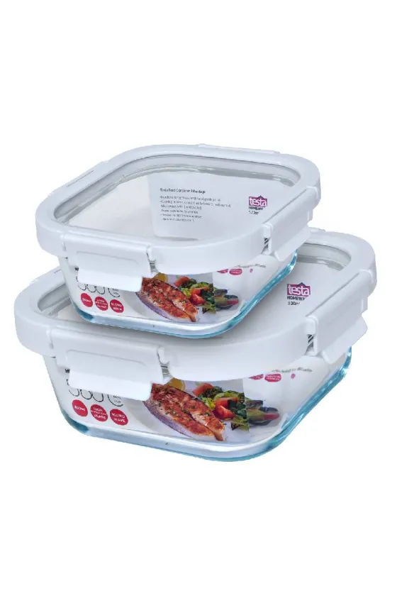 Testa Food Container Square Borosilicate Glass SET