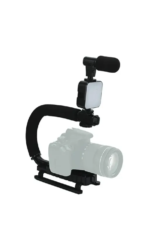Conqueror Professional Bluetooth Vlogging Microphone with Anti-Shake Bracket and LED Light