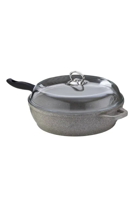 Falez 28cm Deep Frying Pan with Lid - Granite Grey