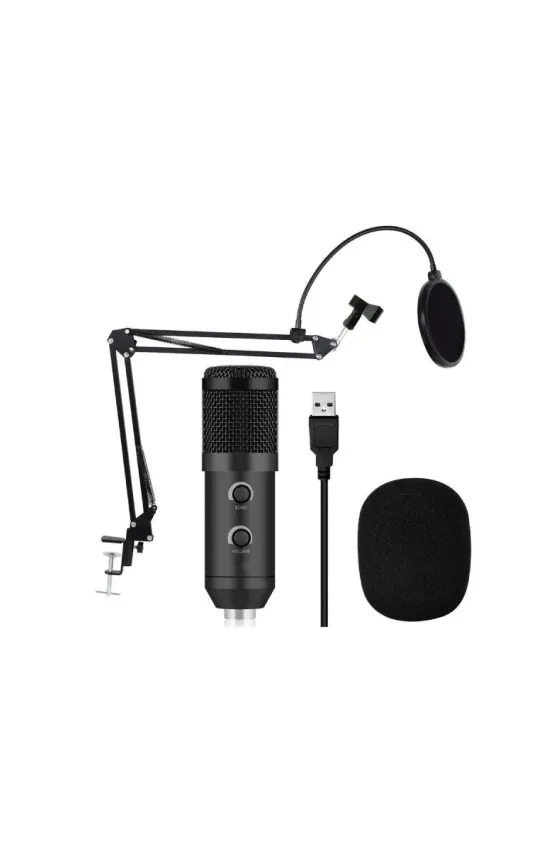 Conqueror Cardioid Condenser Microphone USB table stand Arm Holder Pop Filter Mic For Computer Karaoke PC 