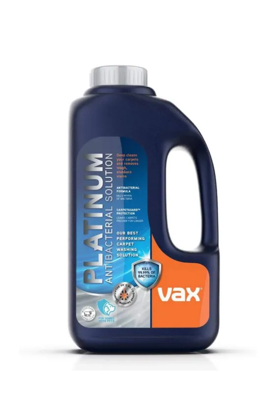Vax Platinum Antibacterial 1.5L Carpet Cleaner Solution, Kills 99.99% of Bacteria- Blue