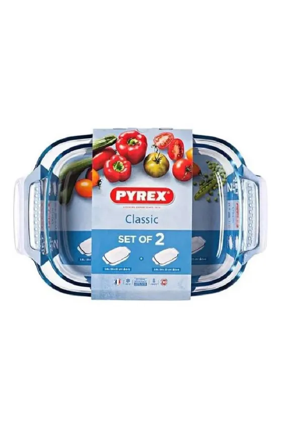 Pyrex Glass Rectangular Roaster Set Of 2