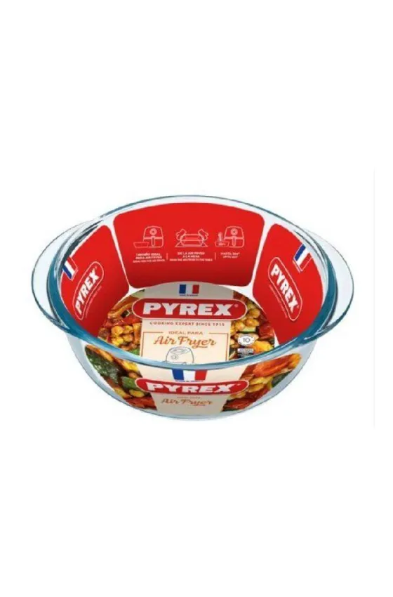 Pyrex Air Fryer Compatible Round Glass Dish Roaster 26cm 208B100