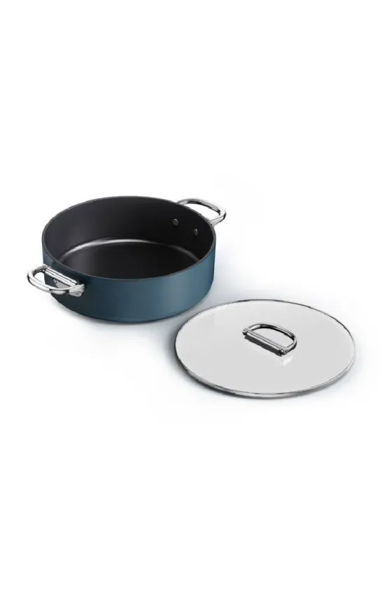 Joseph Joseph Space Folding Handle Ceramic Non-stick 28cm Blue Shallow Casserole Pan & Lid